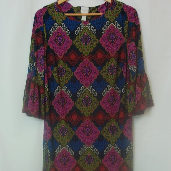 NWTS Chico's Bold Geometric Medallion Pattern Dress Chico’s Size 1 = Med (8–10) - Picture 2 of 6